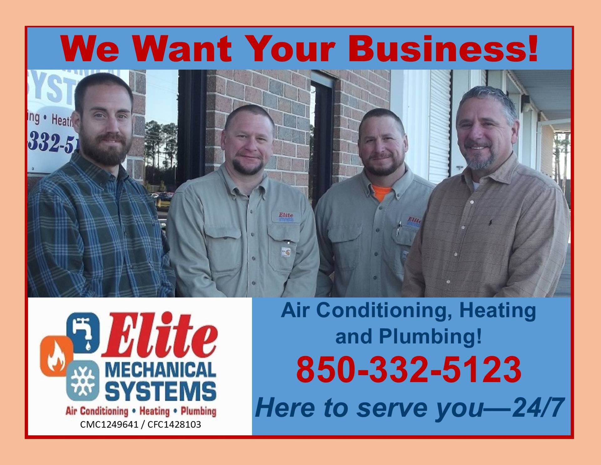 Call Elite Mechanical Today - 850-332-5123 Call Elite Mechanical Today - 850-332-5123